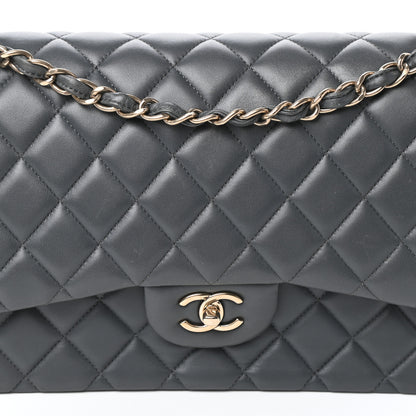 Chanel Lambskin Quilted Jumbo Double Flap Grey 8 of 10
