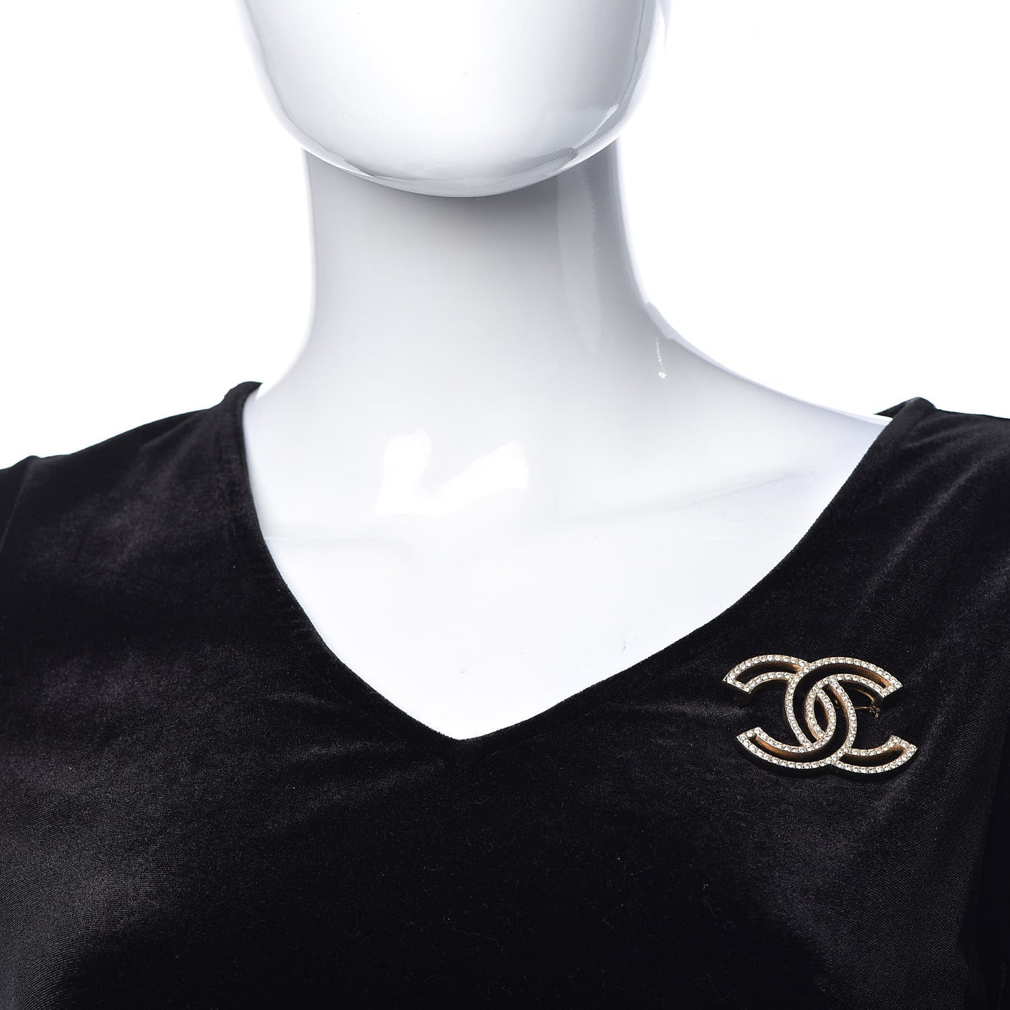 Crystal CC Brooch Gold