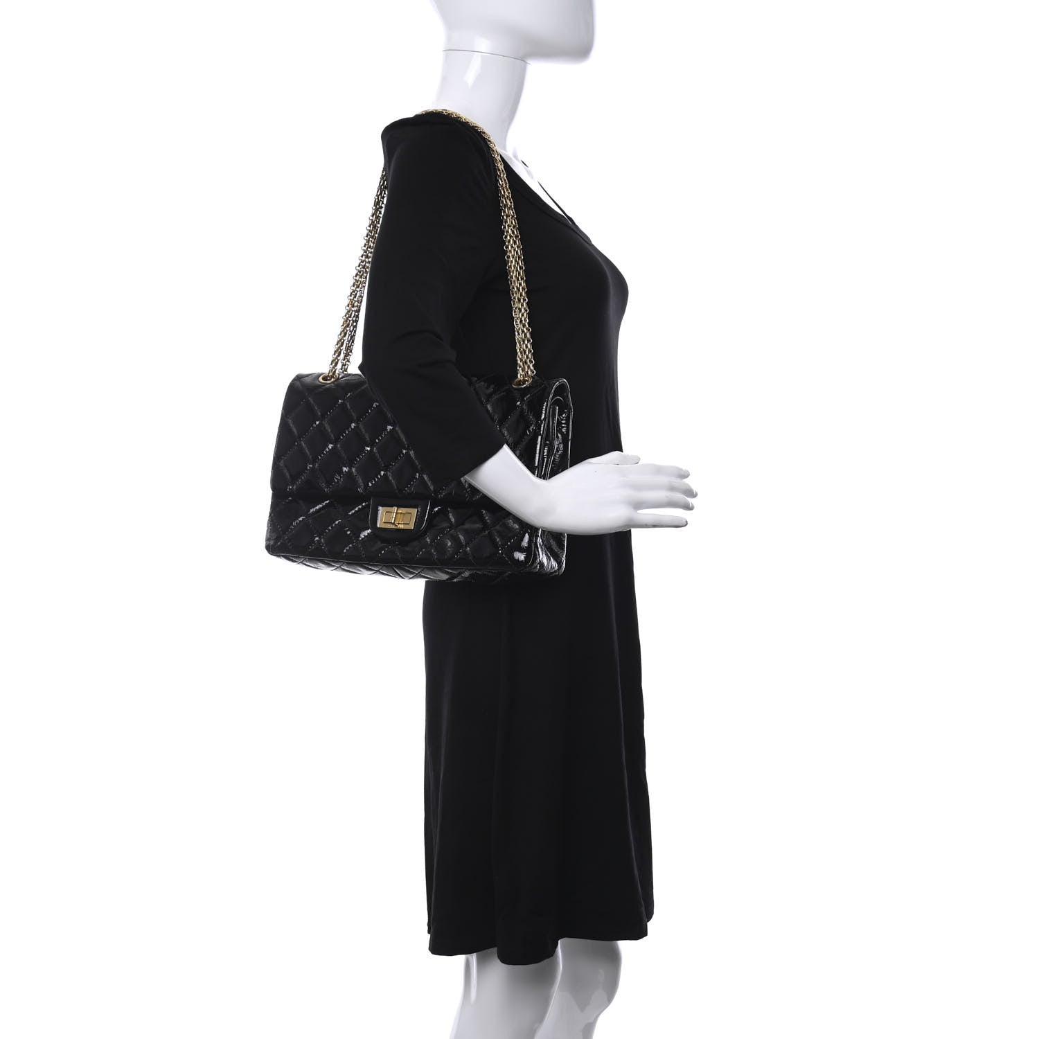 Chanel Distressed Patent Quilted 2.55 Reissue 227 Flap Black 2 of 10