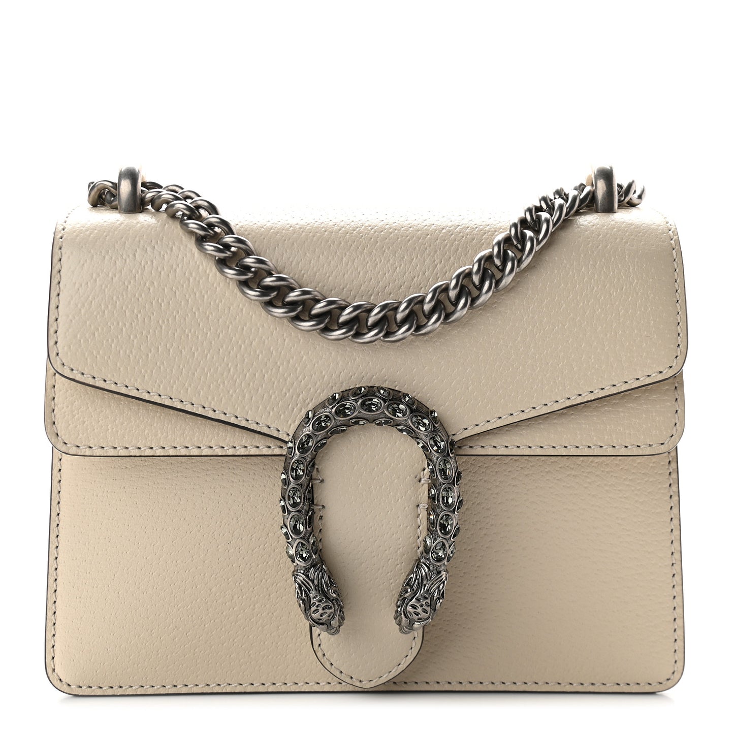 Textured Calfskin Crystal Mini Dionysus Shoulder Bag Mystic White