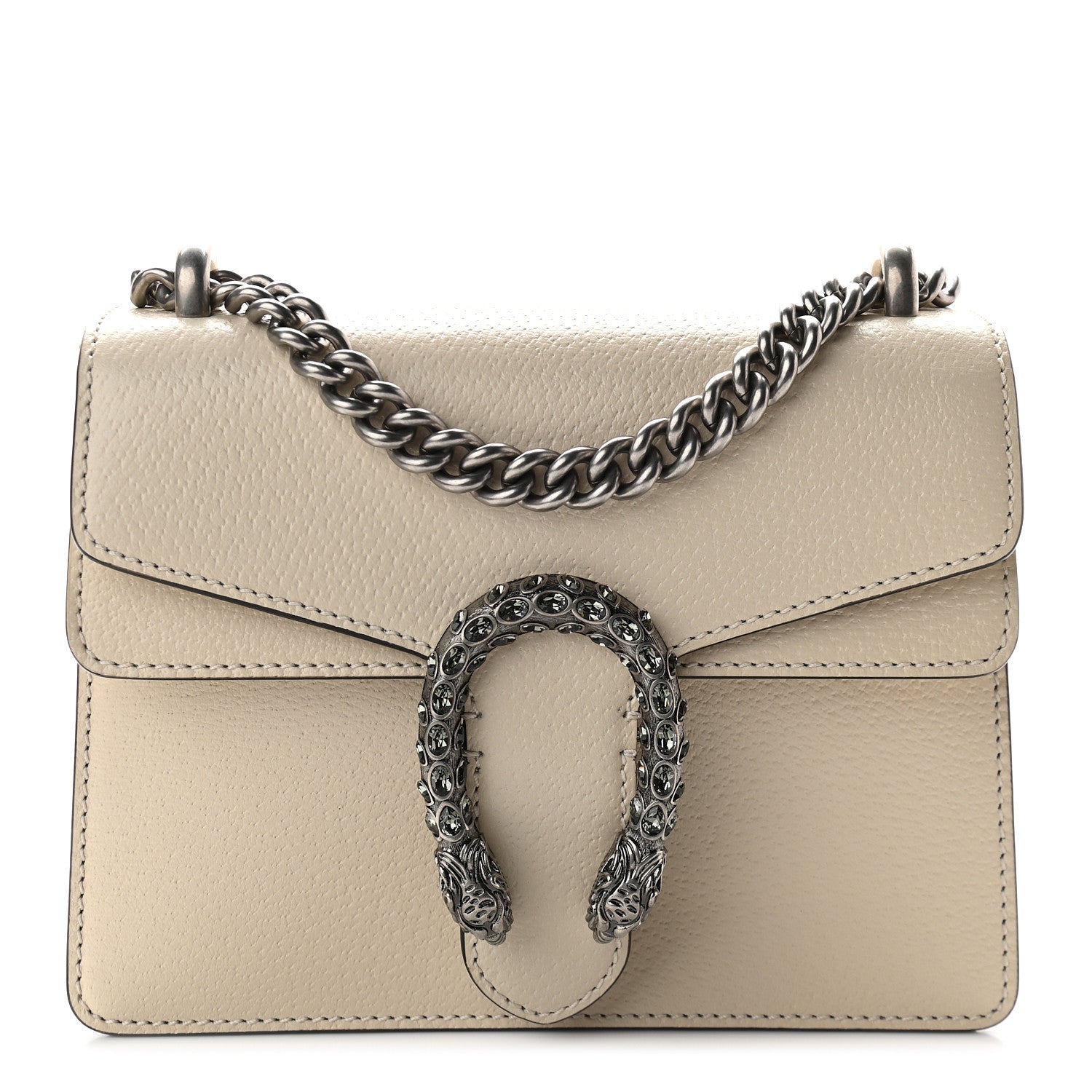 Gucci Textured Calfskin Crystal Mini Dionysus Shoulder Bag Mystic White 1 of 9