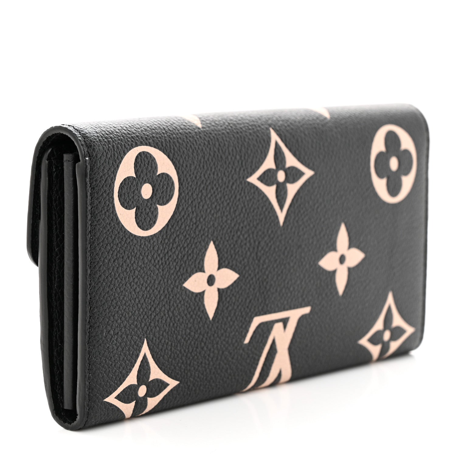 Louis Vuitton Monogram Empreinte Giant Sarah Wallet Black Beige 3 of 8