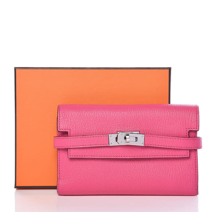Hermes Chevre Mysore Medium Kelly Wallet Rose Shocking 8 of 8