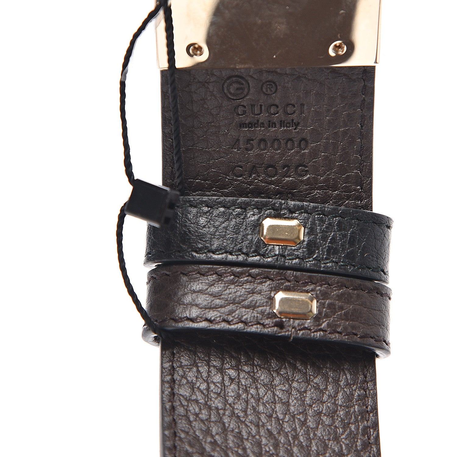 Gucci Dollar Calfskin 1973 Reversible Belt 95 38 Black Testa di Moro 3 of 4