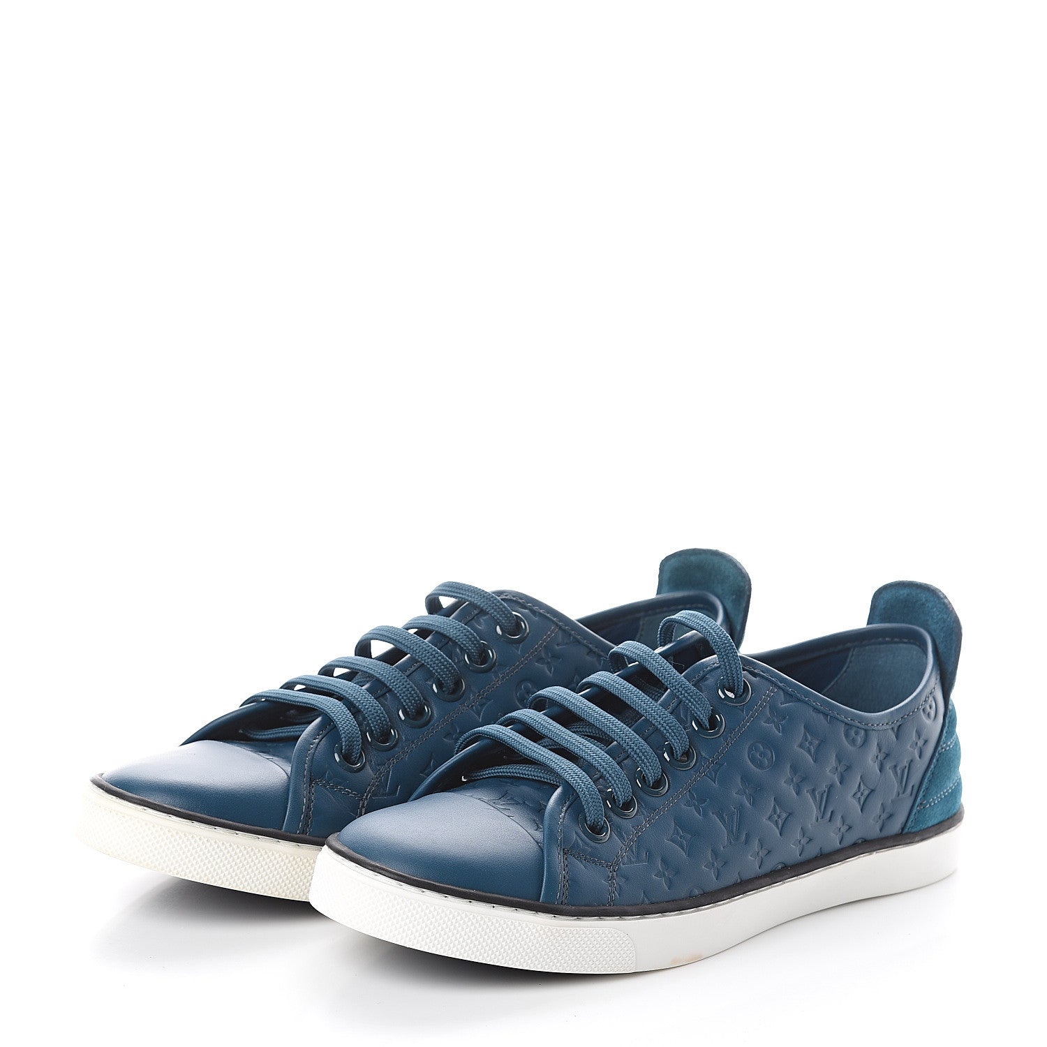 Louis Vuitton Calfskin Embossed Monogram Punchy Sneakers 37 Navy 3 of 6