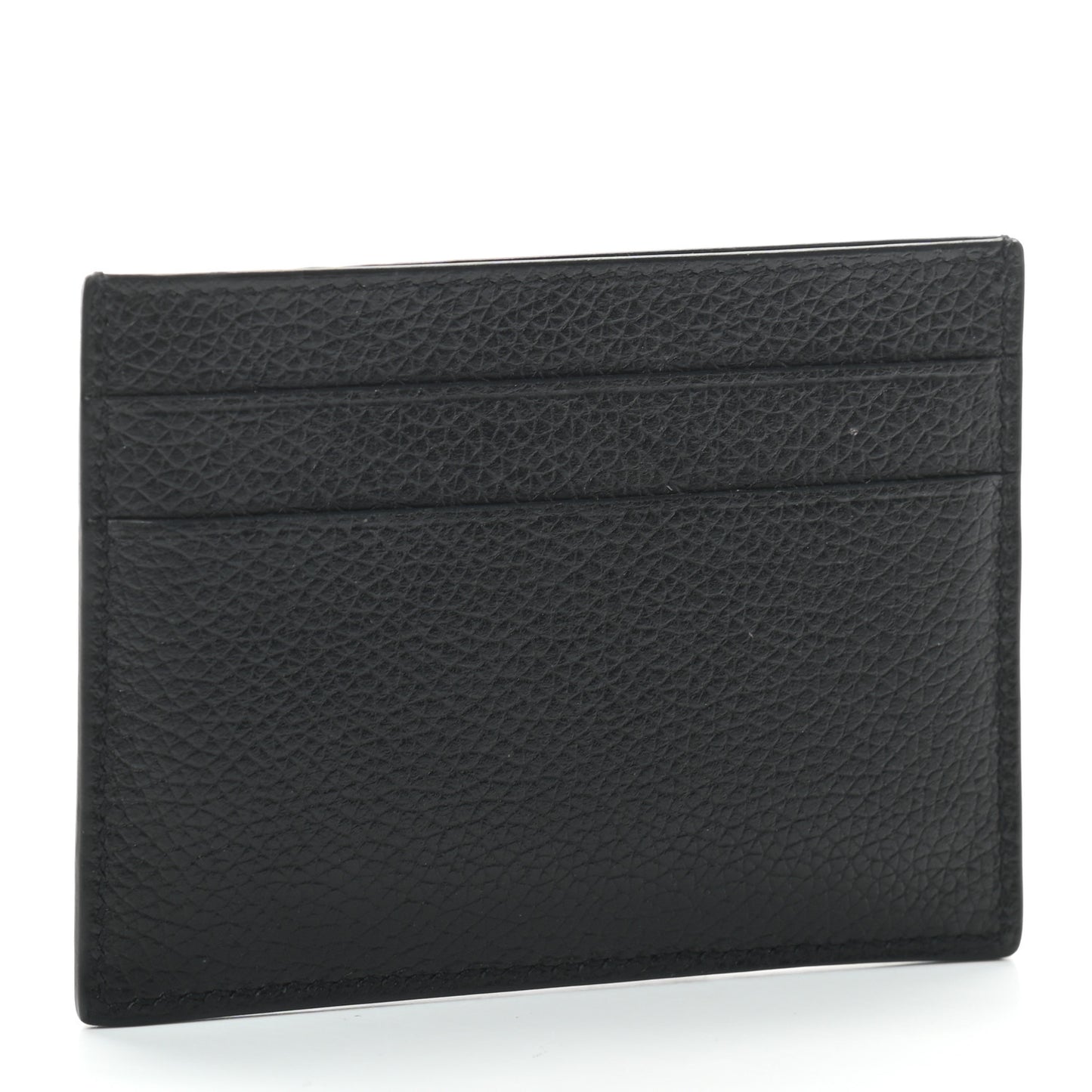 Grained Calfskin Logo Cash Card Holder Black White