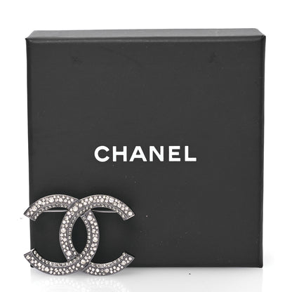 Chanel Ruthenium Crystal CC Brooch Dark Grey 4 of 4