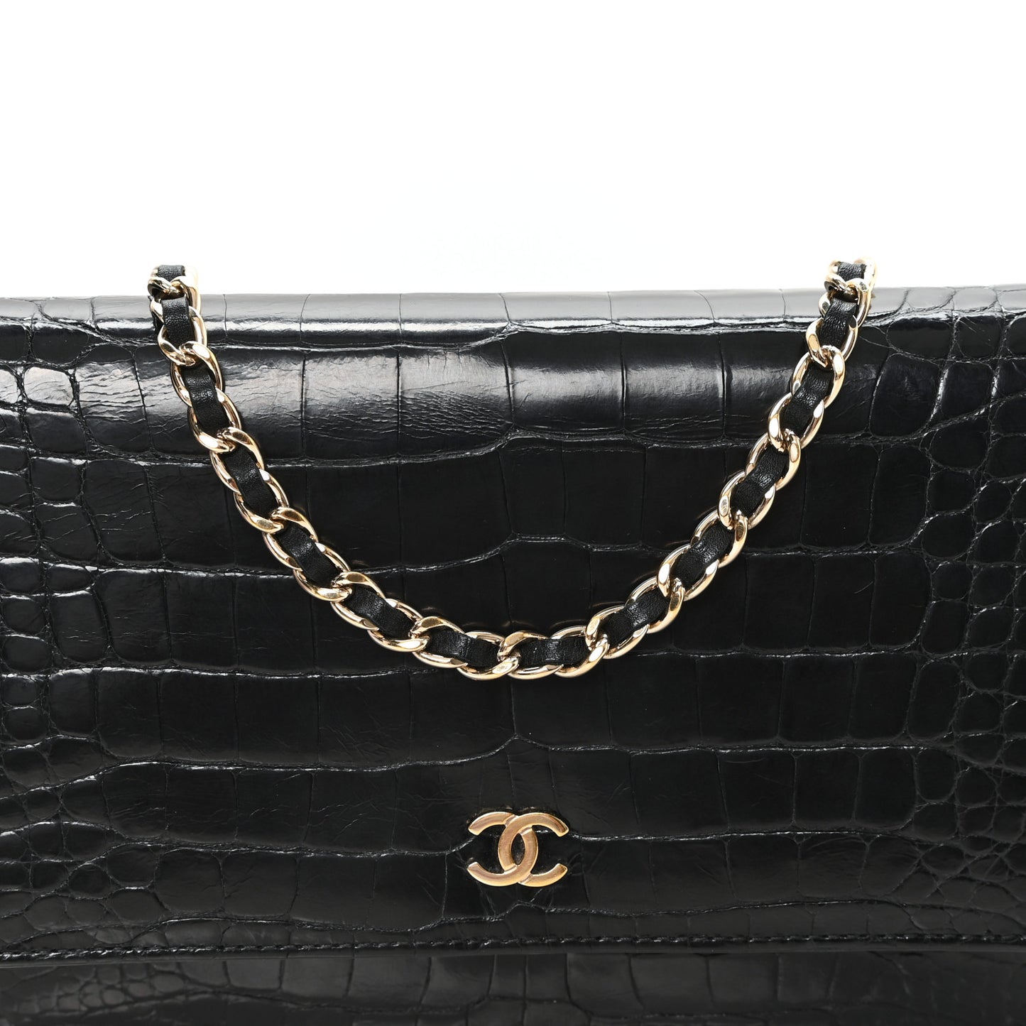 Shiny Crocodile Wallet on Chain WOC Black