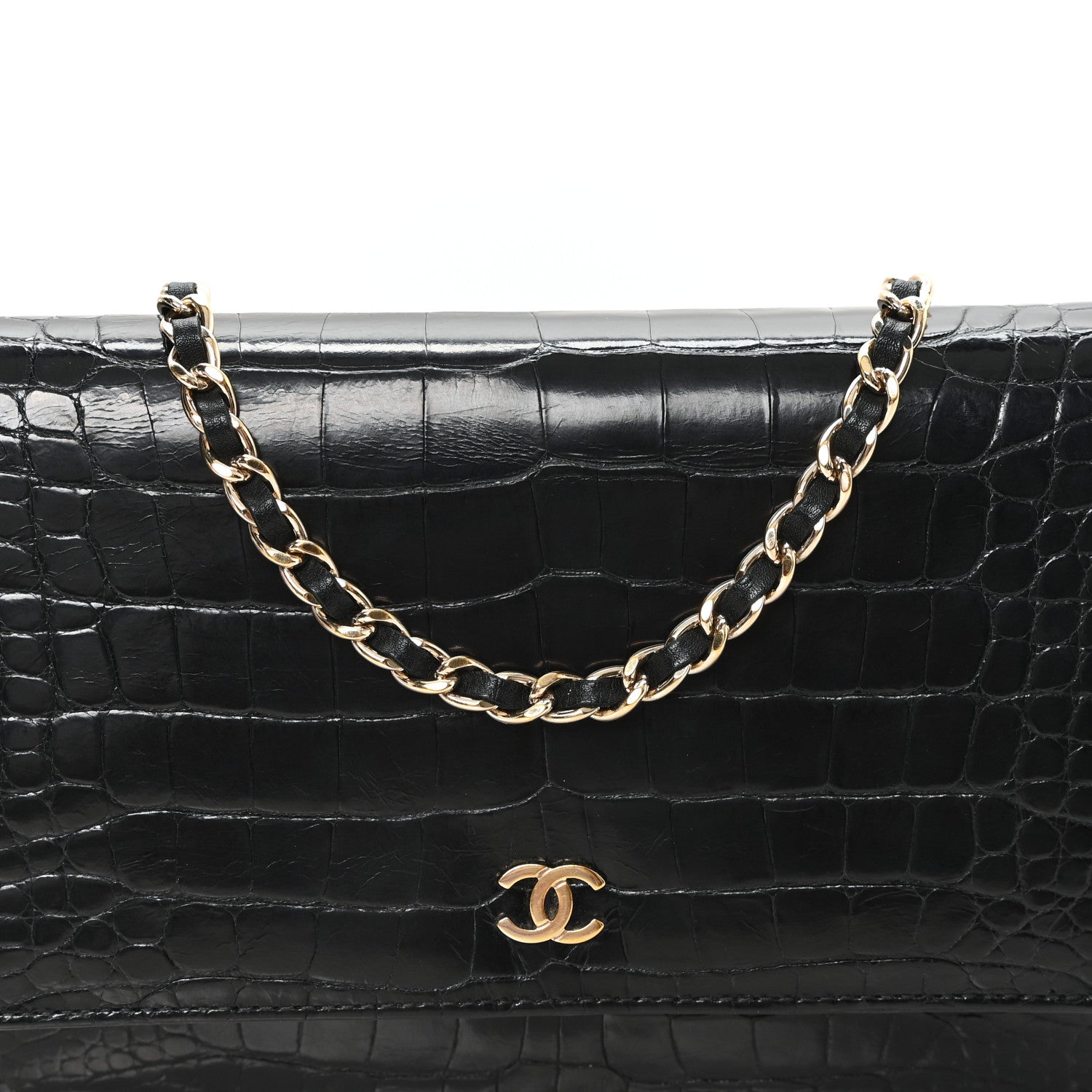Chanel Shiny Crocodile Wallet on Chain WOC Black 9 of 11