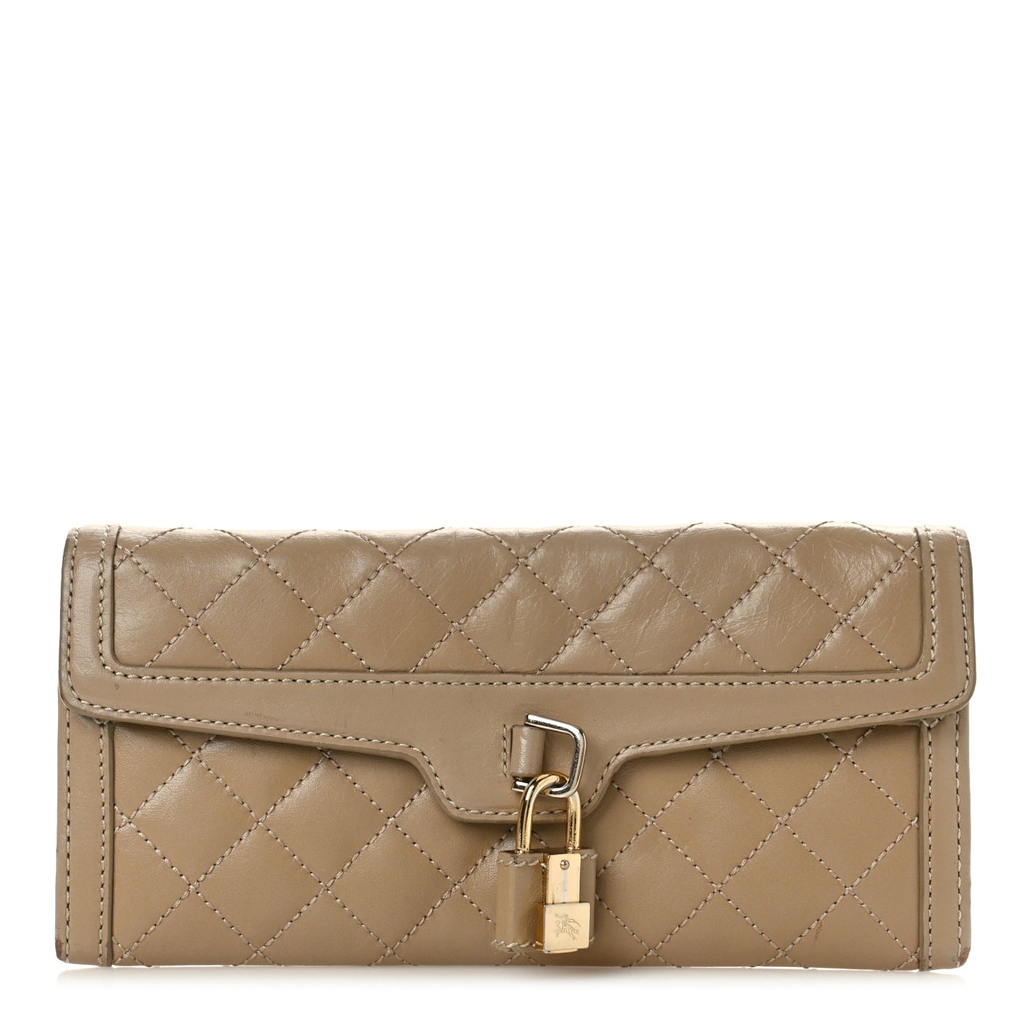 Calfskin Quilted Continental Wallet Beige