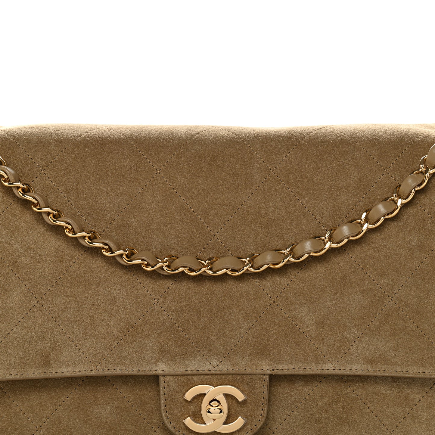 Suede Calfskin Souplissimo Maxi Flap Dark Beige