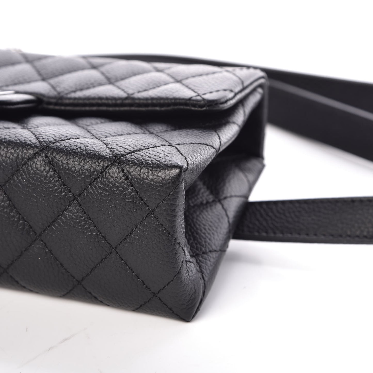 Grained Calfskin Quilted 2.55 Reissue Flap Belt Bag Clutch Black