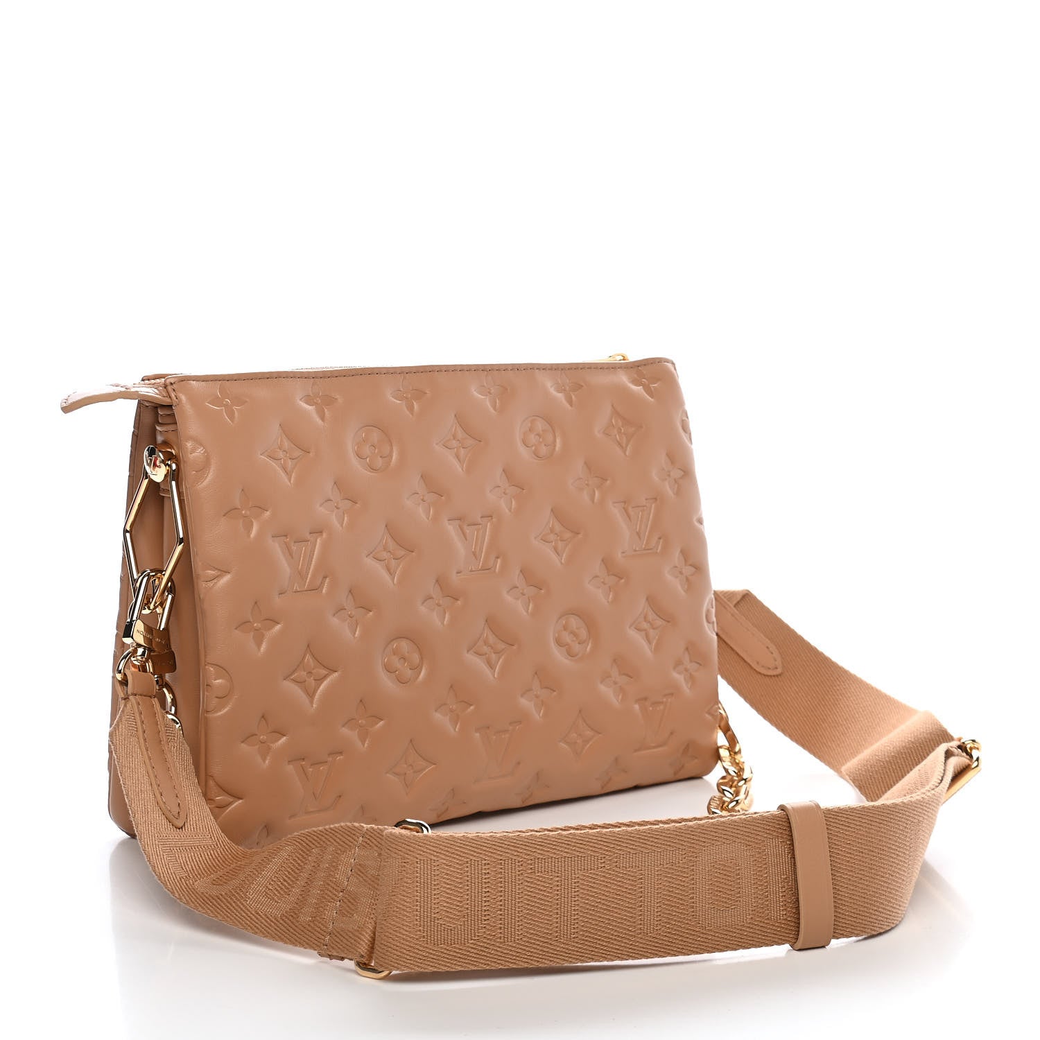 Louis Vuitton Lambskin Embossed Monogram Coussin PM Camel 3 of 8