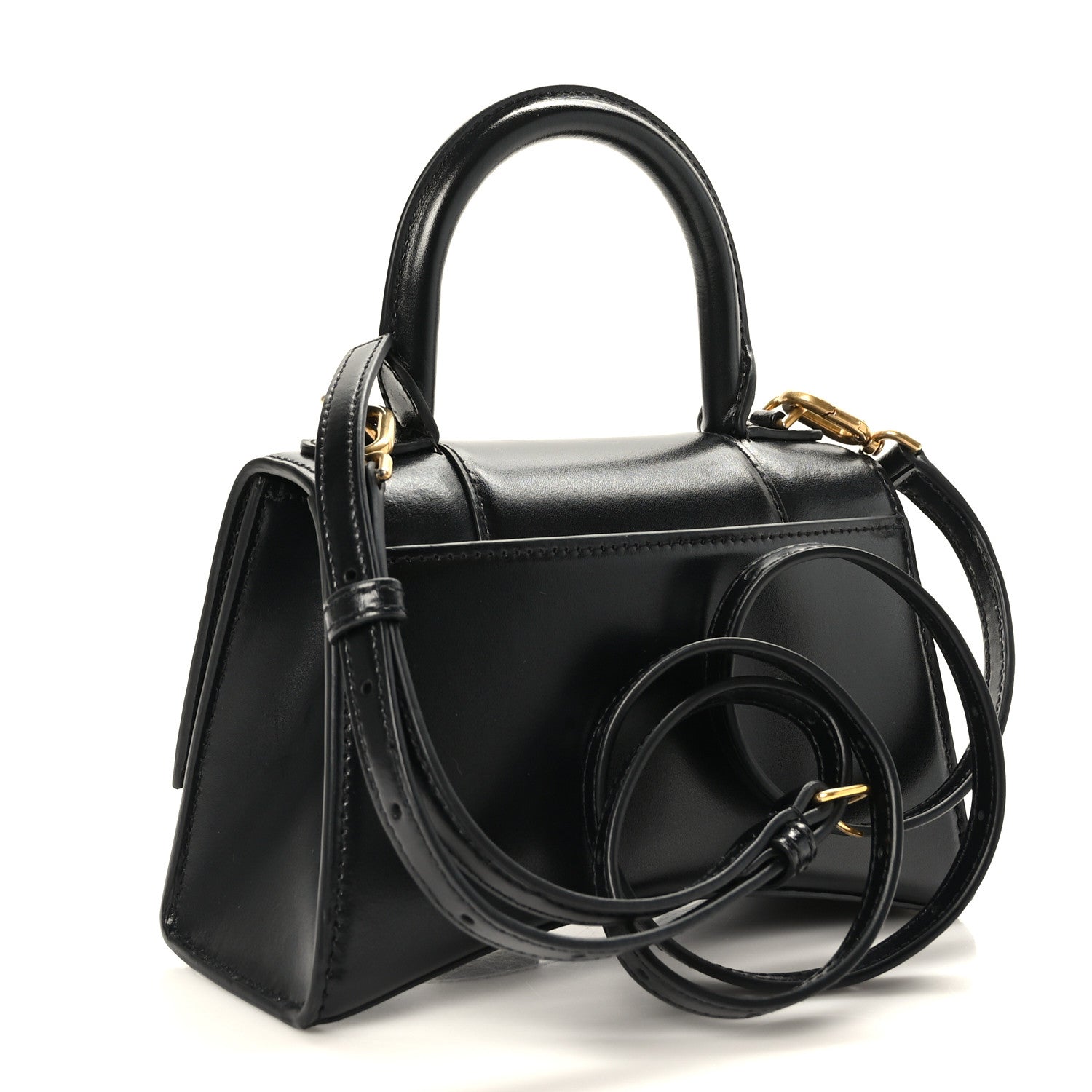 Balenciaga Shiny Box Calfskin Hourglass Top Handle Bag XS Black 3 of 10