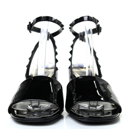 Valentino Garavani Patent Rockstud Block Ankle Strap 60mm Sandals 38.5 Black 2 of 4