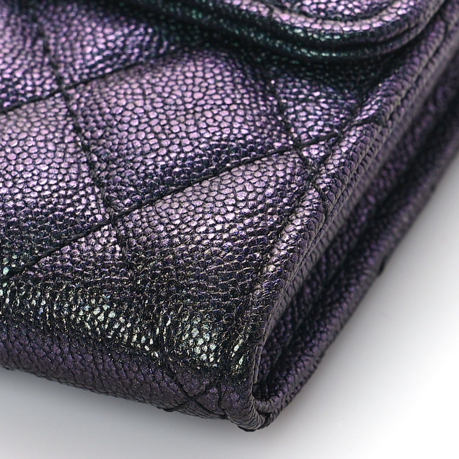 Chanel Iridescent Caviar Quilted Large Gusset Flap Wallet Black 9 of 10