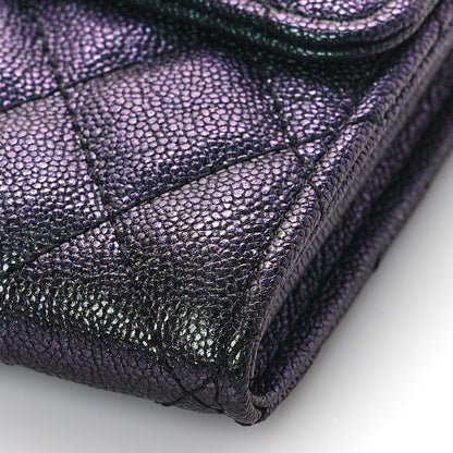 Chanel Iridescent Caviar Quilted Large Gusset Flap Wallet Black 9 of 10