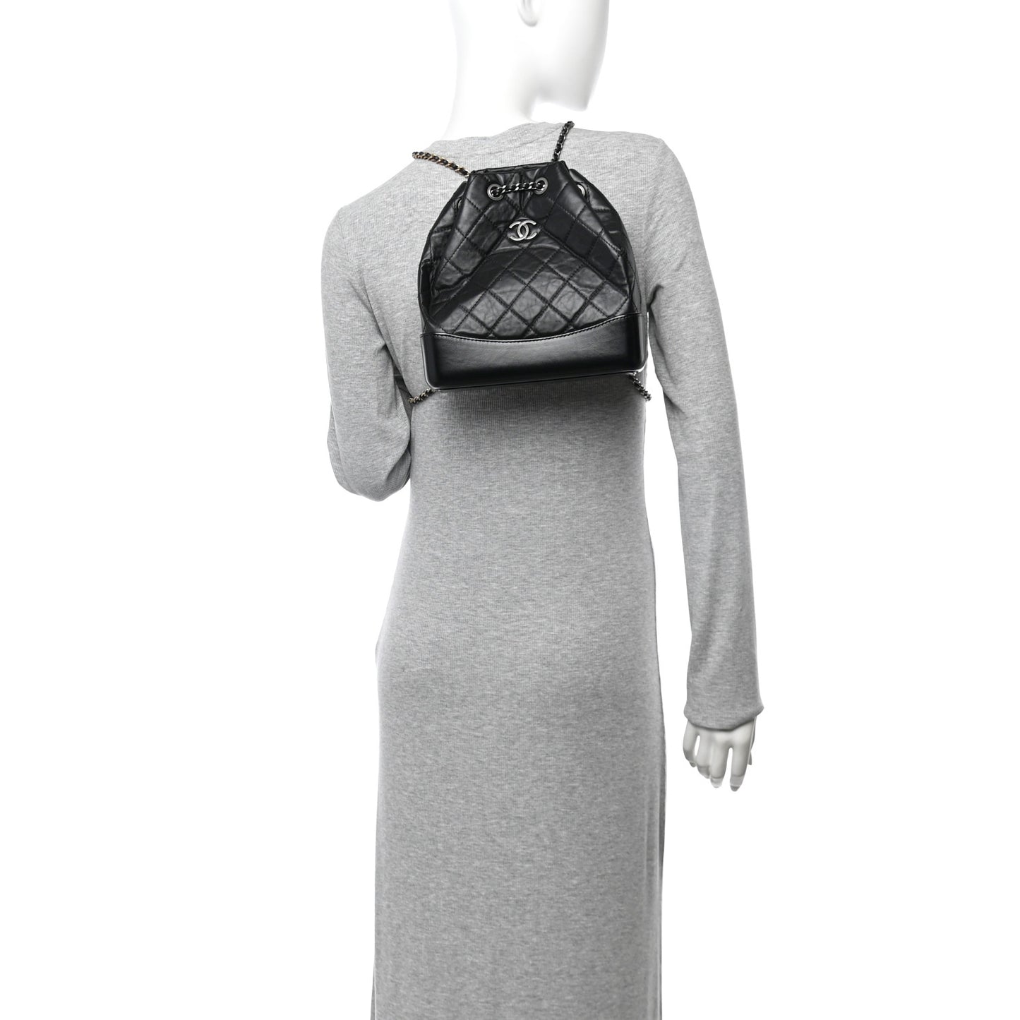 Aged Calfskin Quilted Small Gabrielle Backpack Black