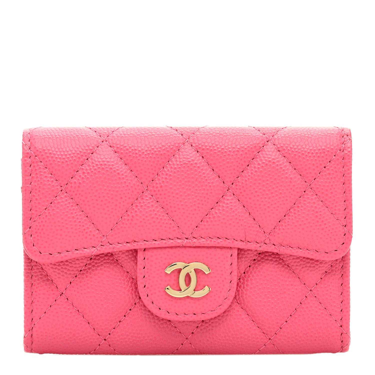Chanel Caviar Quilted Flap Card Holder Wallet Pink 1 of 9
