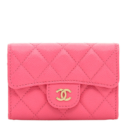 Chanel Caviar Quilted Flap Card Holder Wallet Pink 1 of 9
