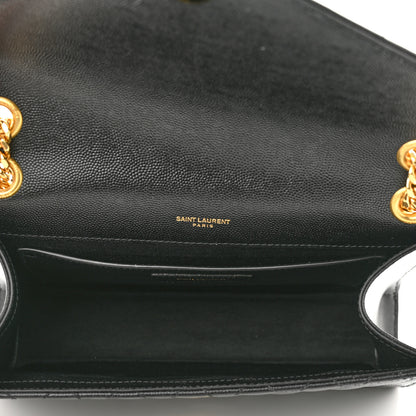 Saint Laurent Grain De Poudre Textured Mixed Matelasse Triquilt Medium Monogram Satchel Black 5 of 11