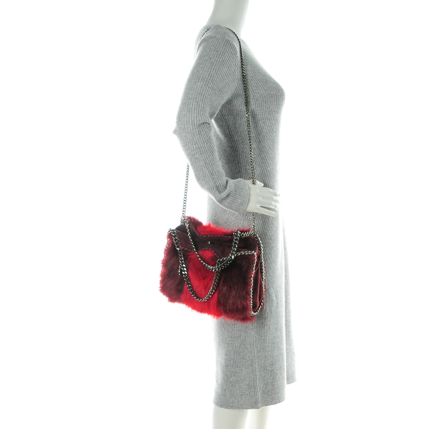 Eco Fur Mini Falabella Tote Red