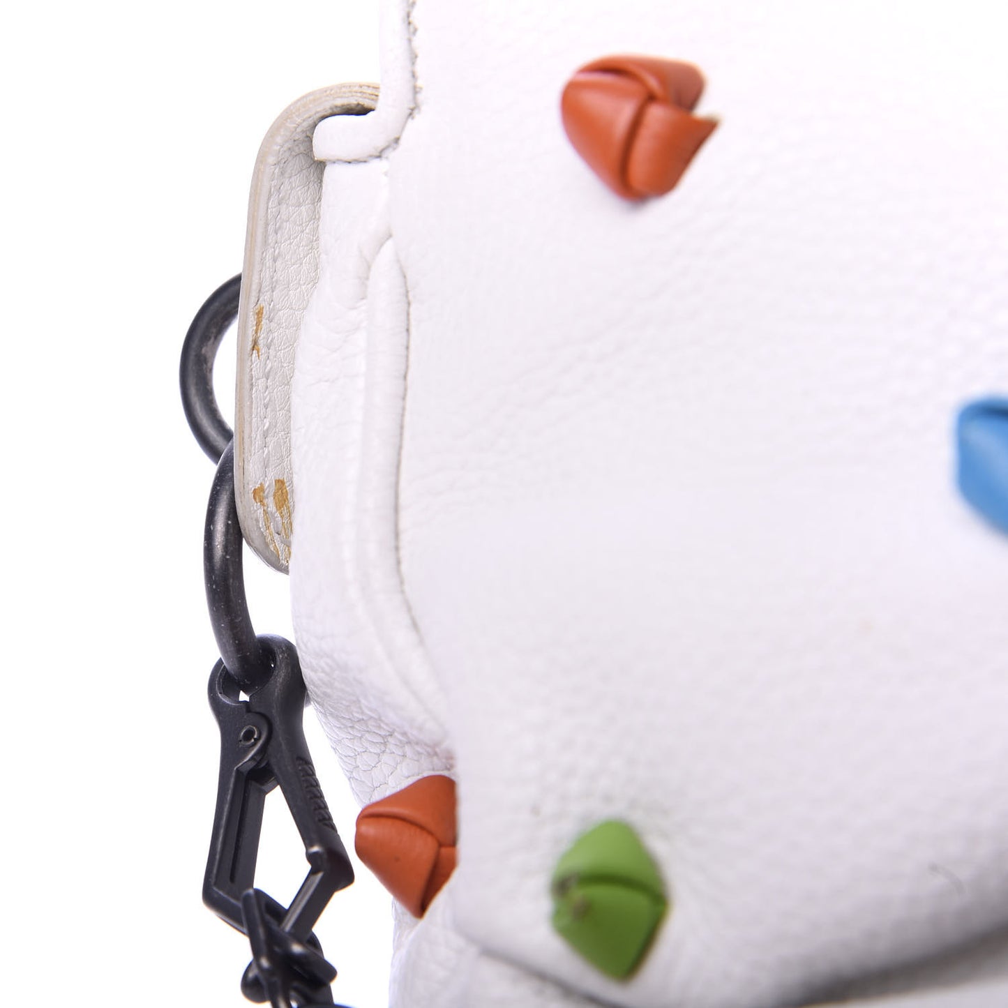 Grained Calfskin Toggle Crossbody White Multicolor