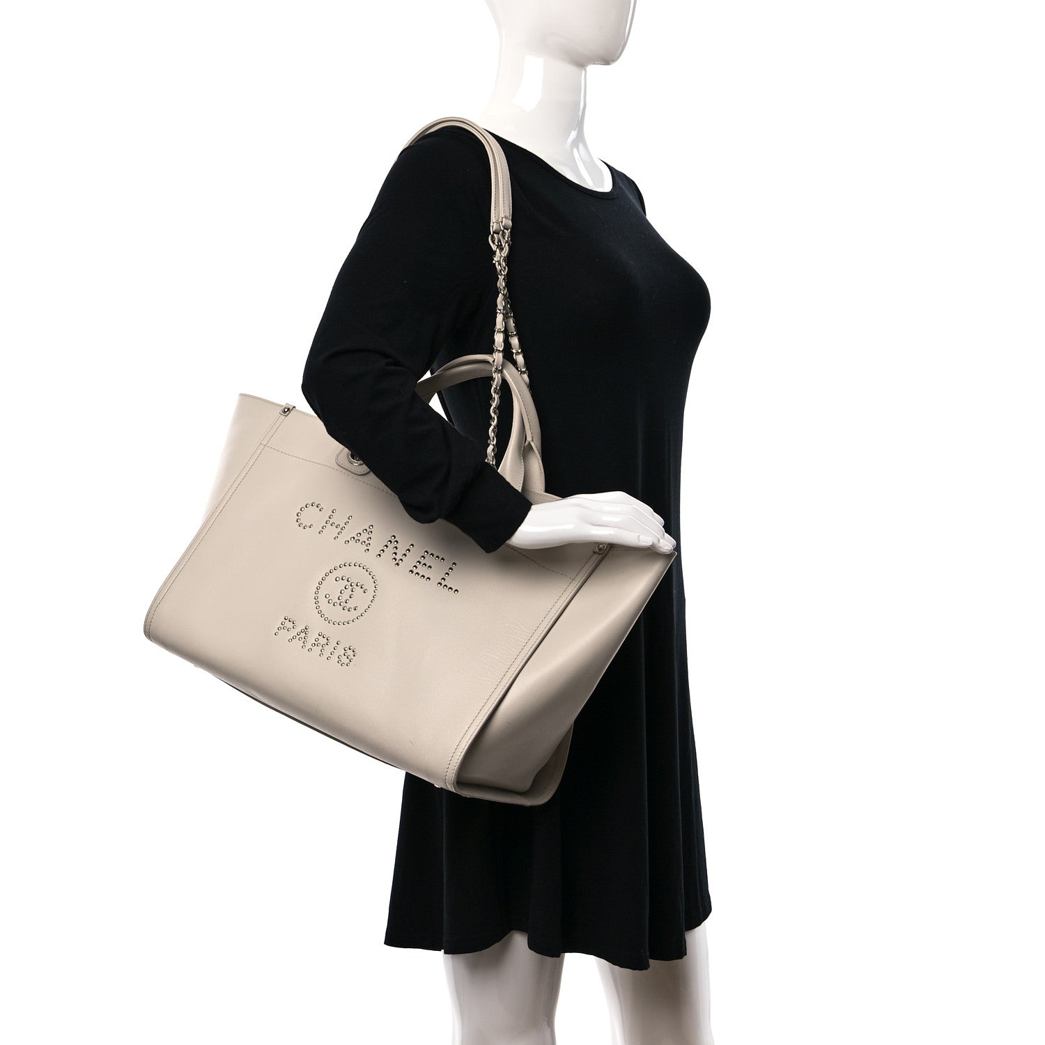 Chanel Caviar Medium Studded Deauville Tote White 2 of 15