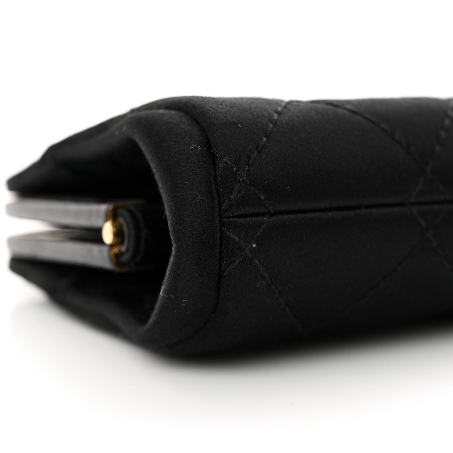 Satin Quilted Wristlet Clutch Black