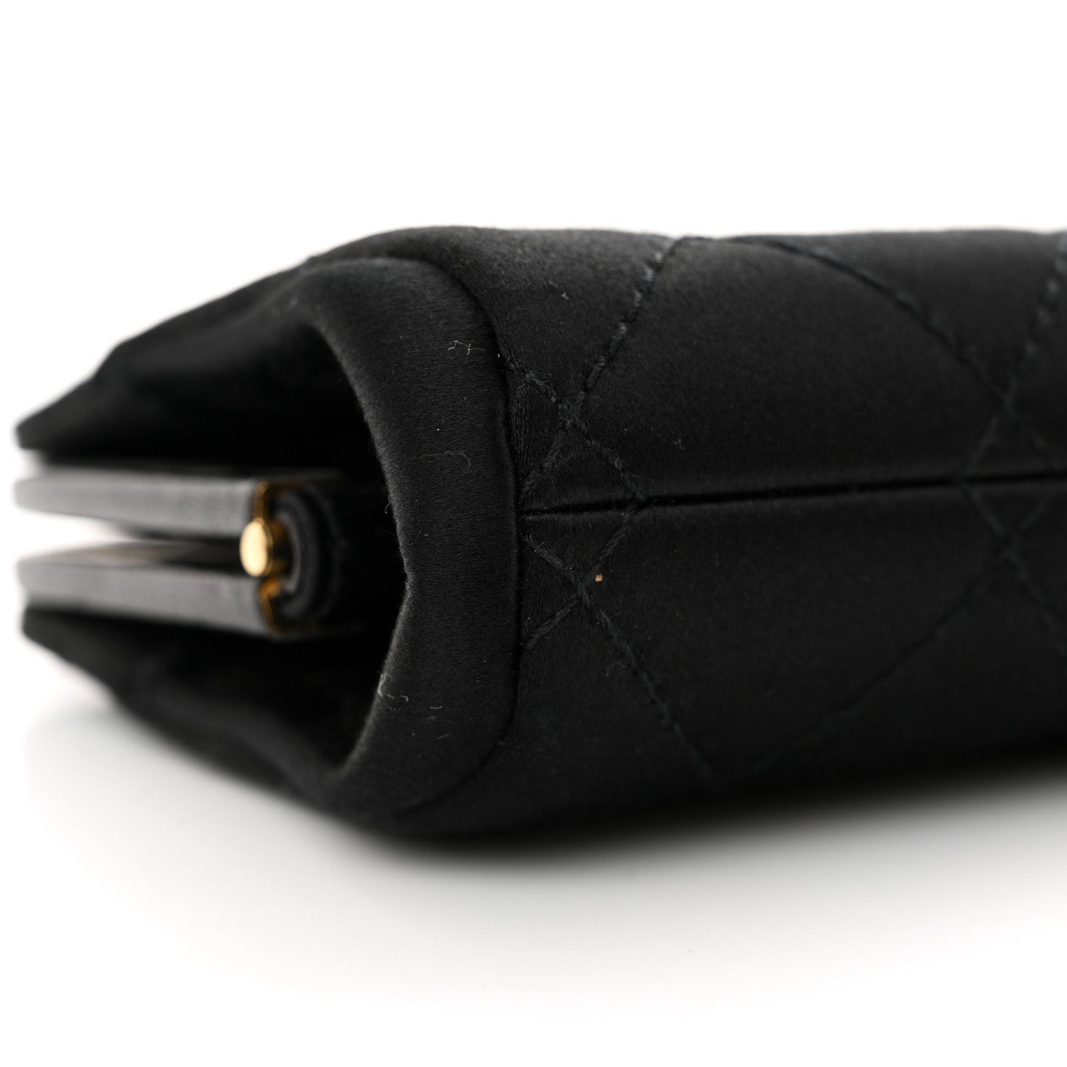 Chanel Satin Quilted Wristlet Clutch Black 9 of 12