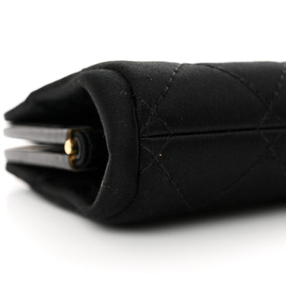 Chanel Satin Quilted Wristlet Clutch Black 9 of 12