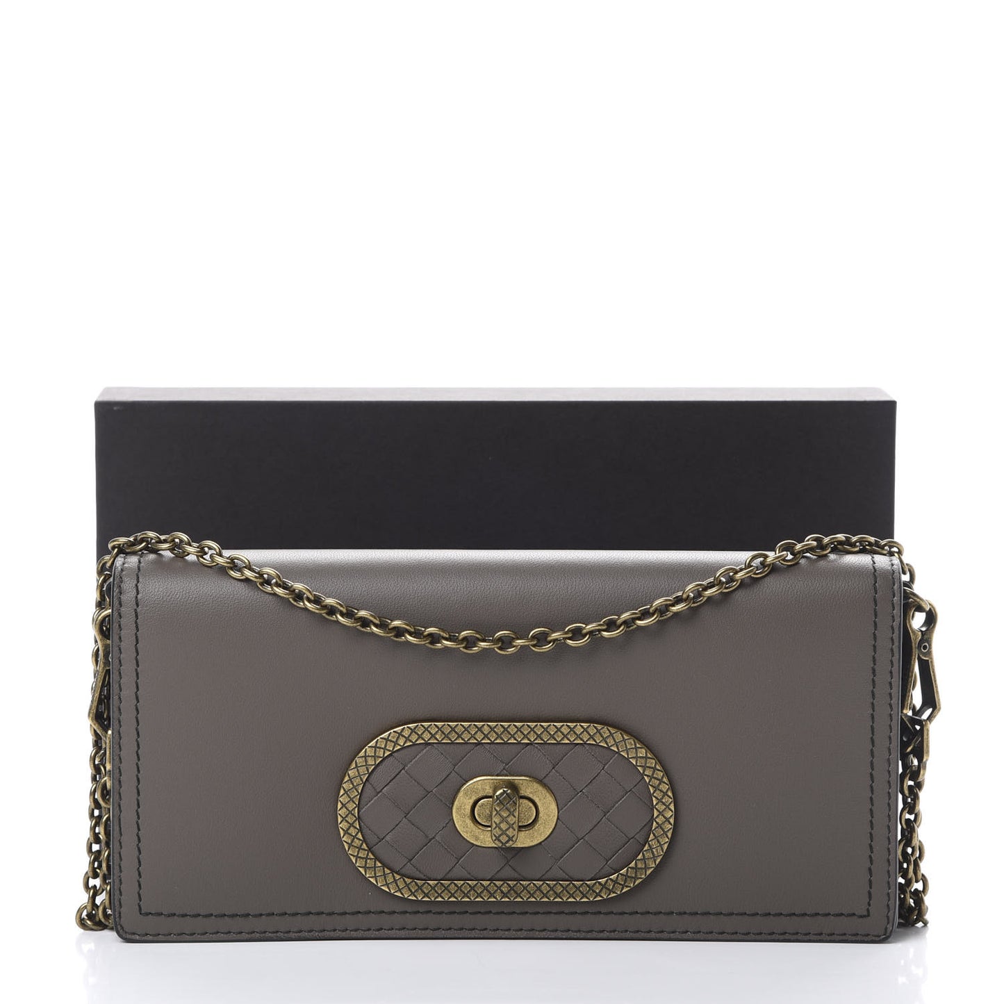 Nappa Intrecciato Ellittica Chain Wallet New Steel