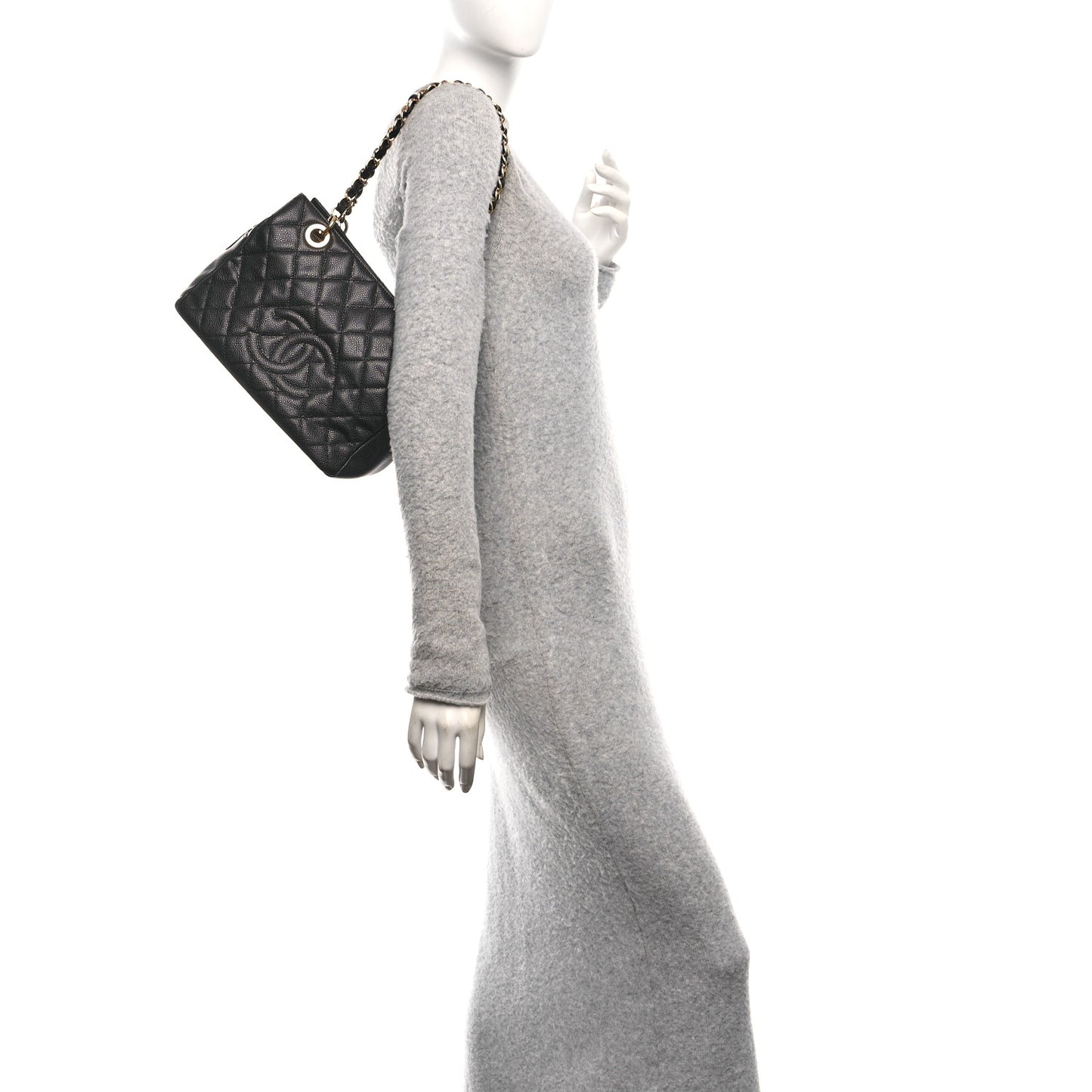 Caviar Quilted Petit Timeless Tote PTT Black