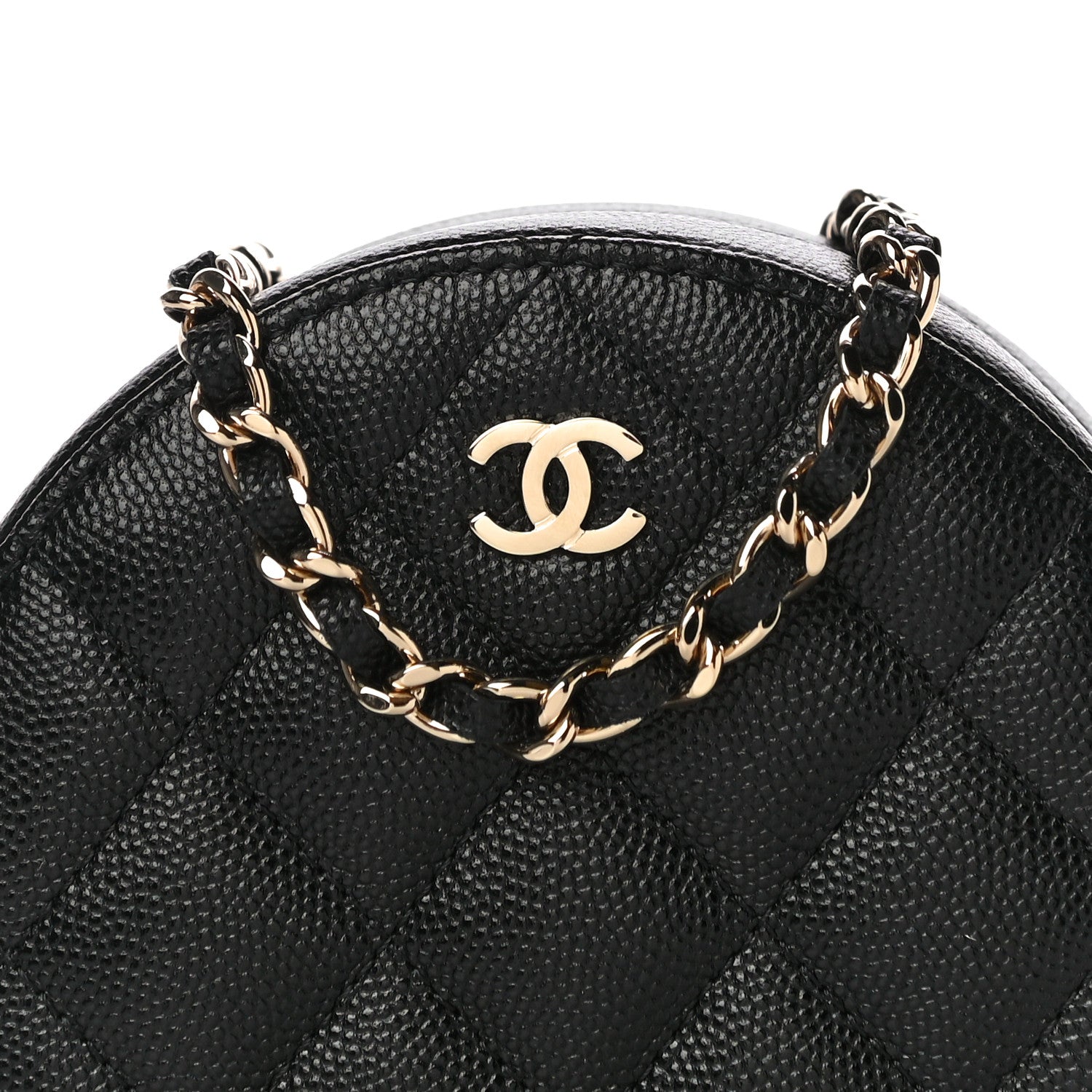 Chanel Caviar Quilted Round Clutch With Chain Black 8 of 11