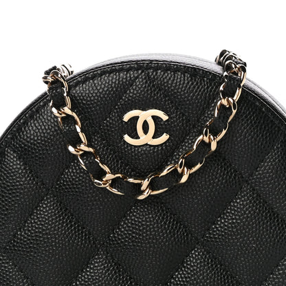 Chanel Caviar Quilted Round Clutch With Chain Black 8 of 11