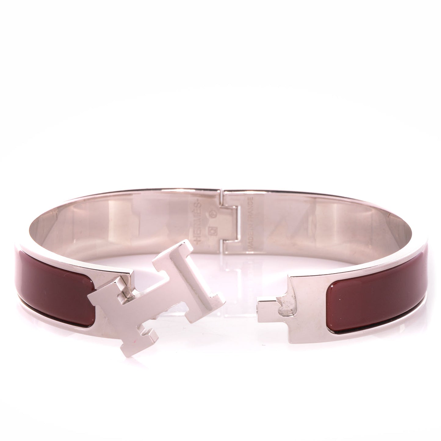 Narrow Enamel Clic Clac H Bracelet PM Burgundy