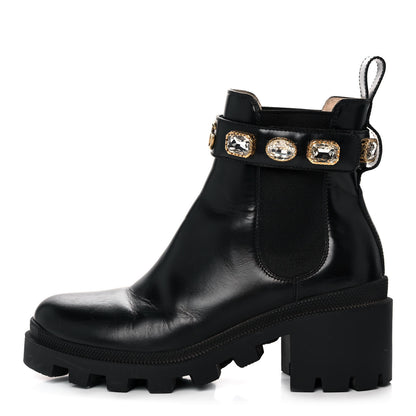Gucci Calfskin Crystal GG Trip Chelsea Ankle Boots 36 Black 1 of 13