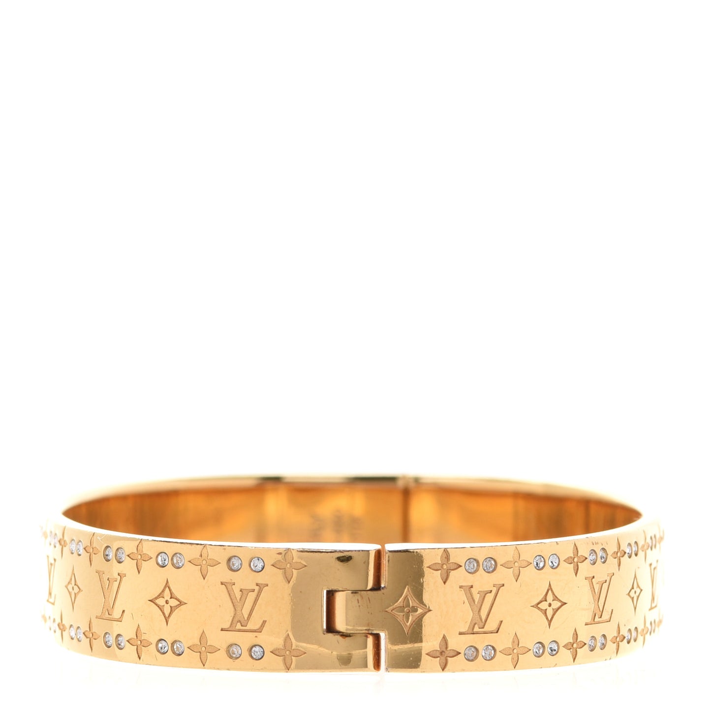 Brass Crystal Monogram Nanogram Strass Cuff S Gold