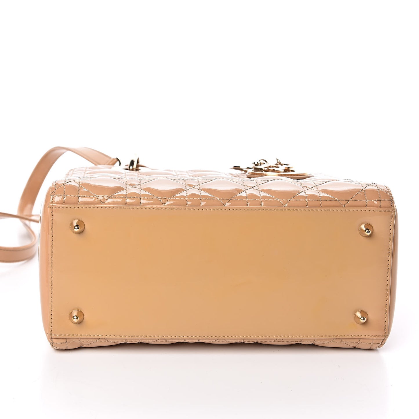 Patent Cannage Medium Lady Dior Beige