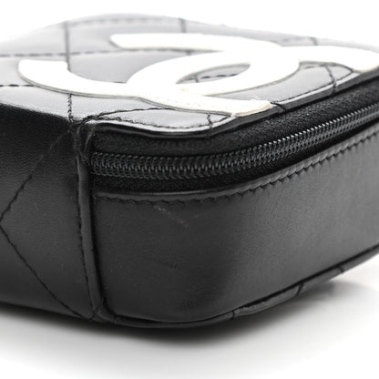 Chanel Calfskin Quilted Cambon Zip Around Makeup Pouch Black White 8 of 9