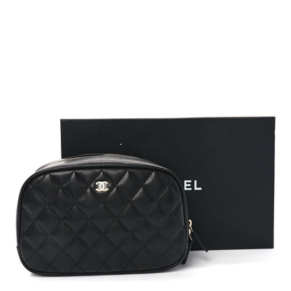 Chanel Caviar Quilted Medium Curvy Pouch Cosmetic Case Black 10 of 10