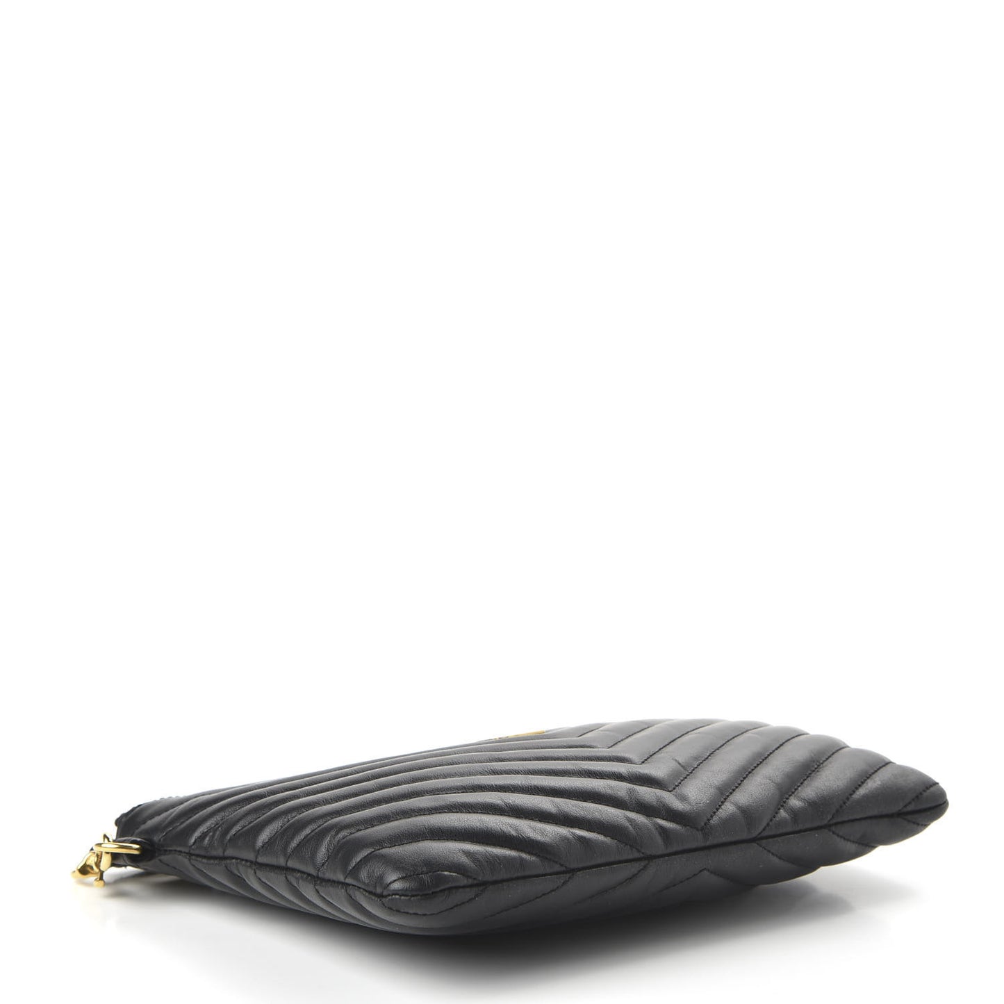 Calfskin Matelasse Chevron Monogram A5 Wristlet Black
