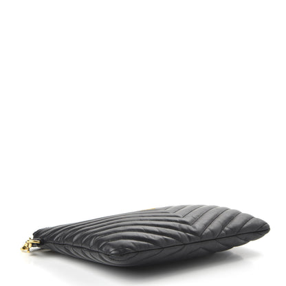 Saint Laurent Calfskin Matelasse Chevron Monogram A5 Wristlet Black 4 of 9