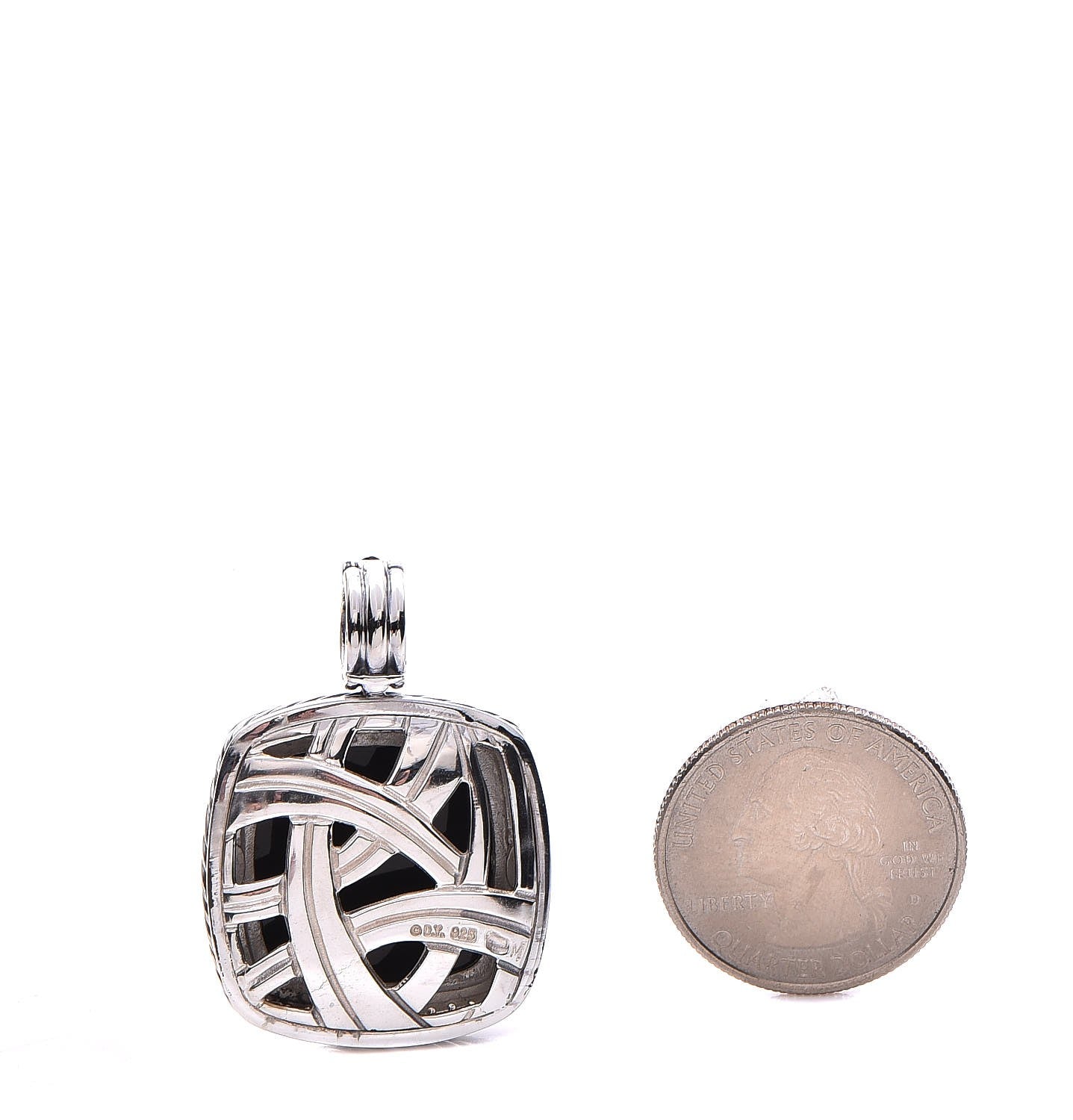 Sterling Silver Diamond Black Onyx 21mm Albion Enhancer Pendant