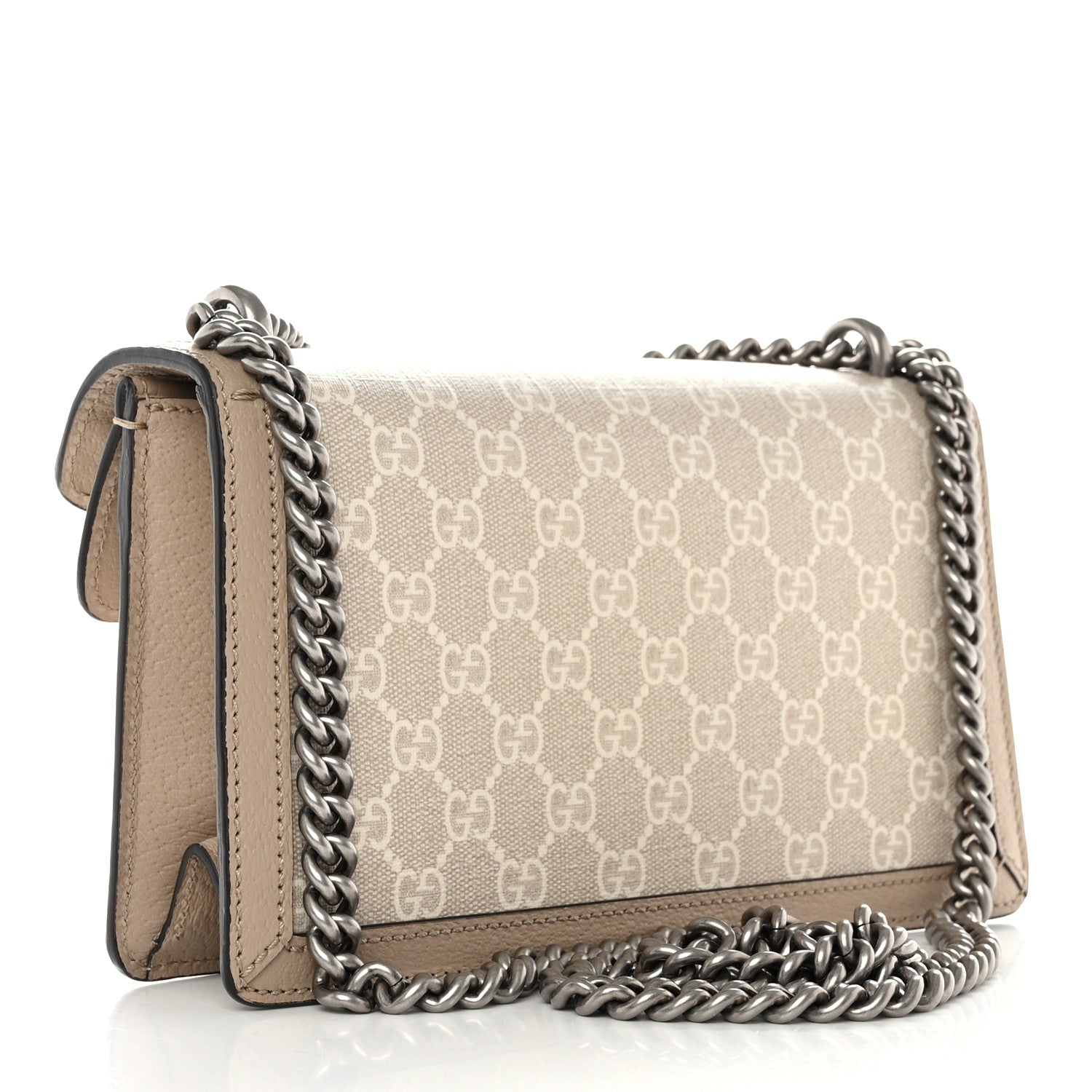 Gucci GG Supreme Monogram Textured Dollar Calfskin Small Rectangular Dionysus Shoulder Bag Beige Mystic White Oatmeal 3 of 12