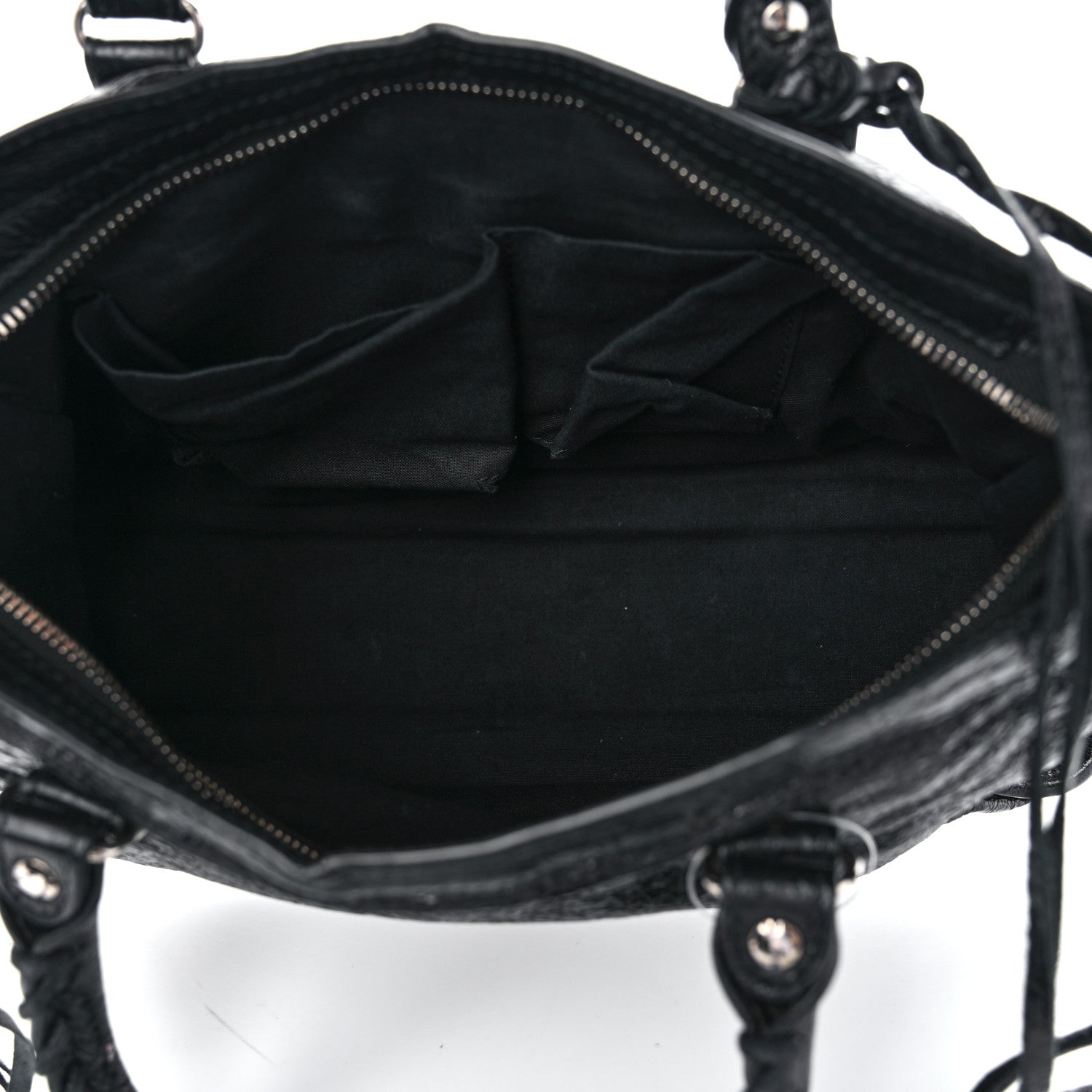 Balenciaga Agneau Classic Silver Hardware S City Logo Strap Black White 6 of 11