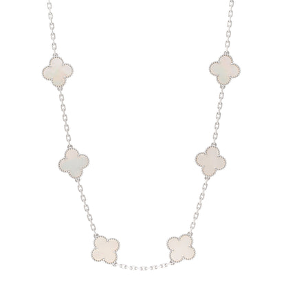 Van Cleef & Arpels 18K White Gold Mother of Pearl 10 Motifs Vintage Alhambra Necklace 1 of 5