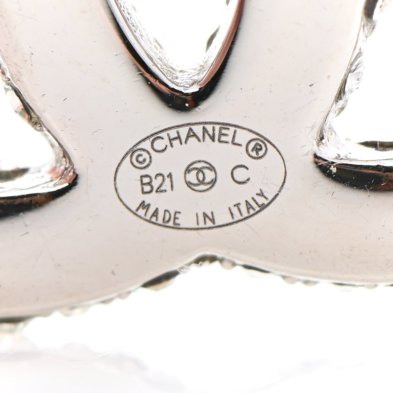 Chanel Crystal CC Treasure Chest Earrings Silver 3 of 4