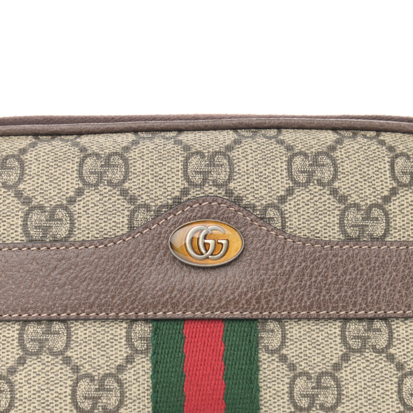 GG Supreme Monogram Web Ophidia Belted iPhone Case 85 34 Dark Brown