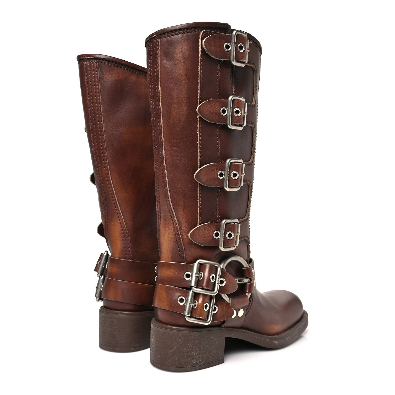 Miu Miu Calfskin Harness Boots 37 Sienna 5 of 12